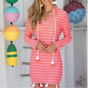 Cabana Life Coral Striped Swim Cover-Up
